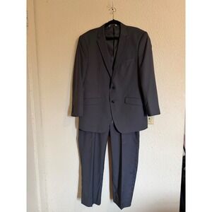 Lineage Mens Grey Performance Stretch 2-Piece Suit 44R Modern Fit Stripe